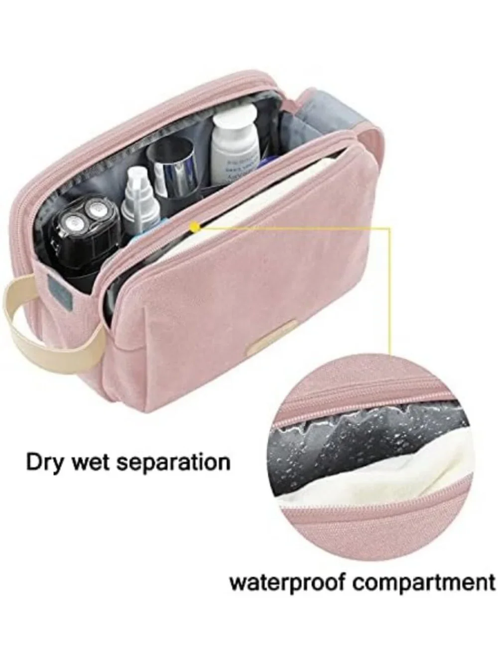 Stylish Pink Toiletry Bag Organizer for Women | Water-Resistant Makeup & Travel